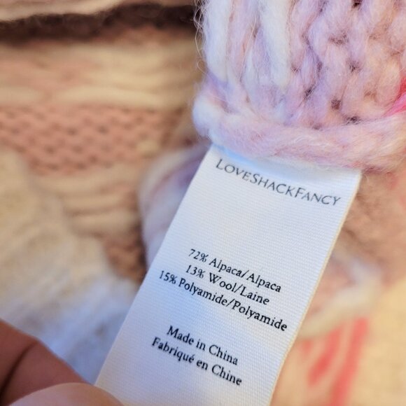 LoveShackFancy Rosie Heart Alpaca Wool Puff Shoulder Sweater - Picture 10 of 11